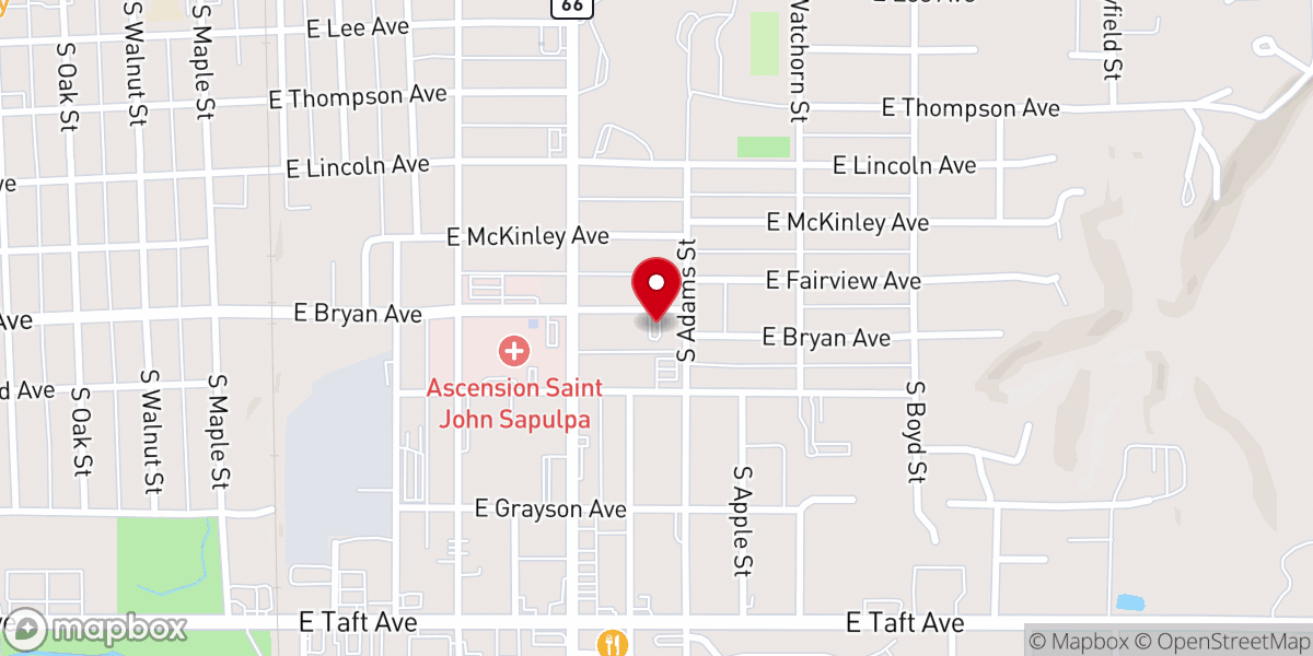 Map showing location of Apostolic Pentecostals Of Sapulpa Church