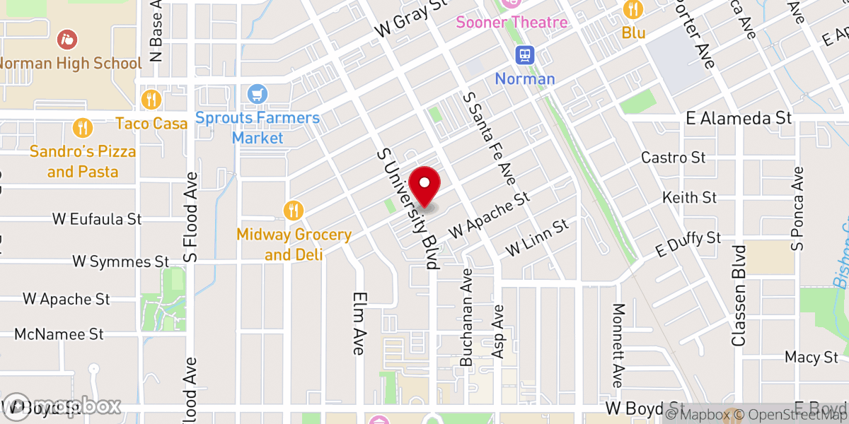 Map showing location of McFarlin Memorial United Methodist Church - Food Distribution Center