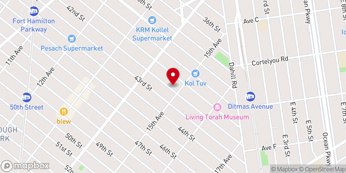Map showing location of Congregation Sdei Halevi Inc