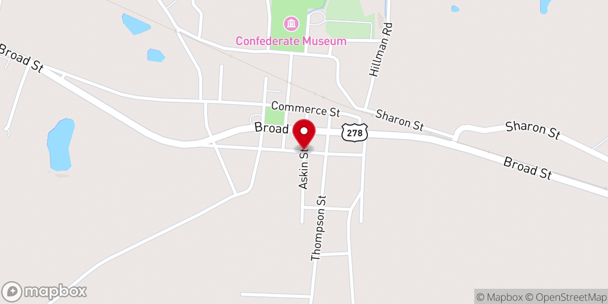 Map showing location of Crawfordville Methodist Church