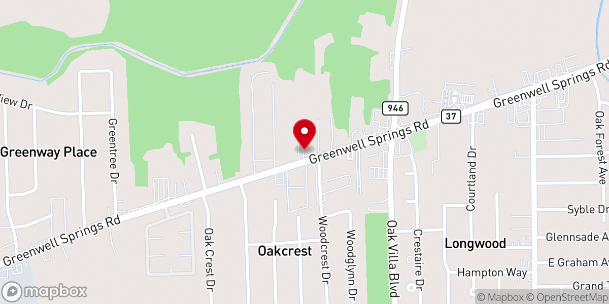 Map showing location of Oakcrest Baptist Church