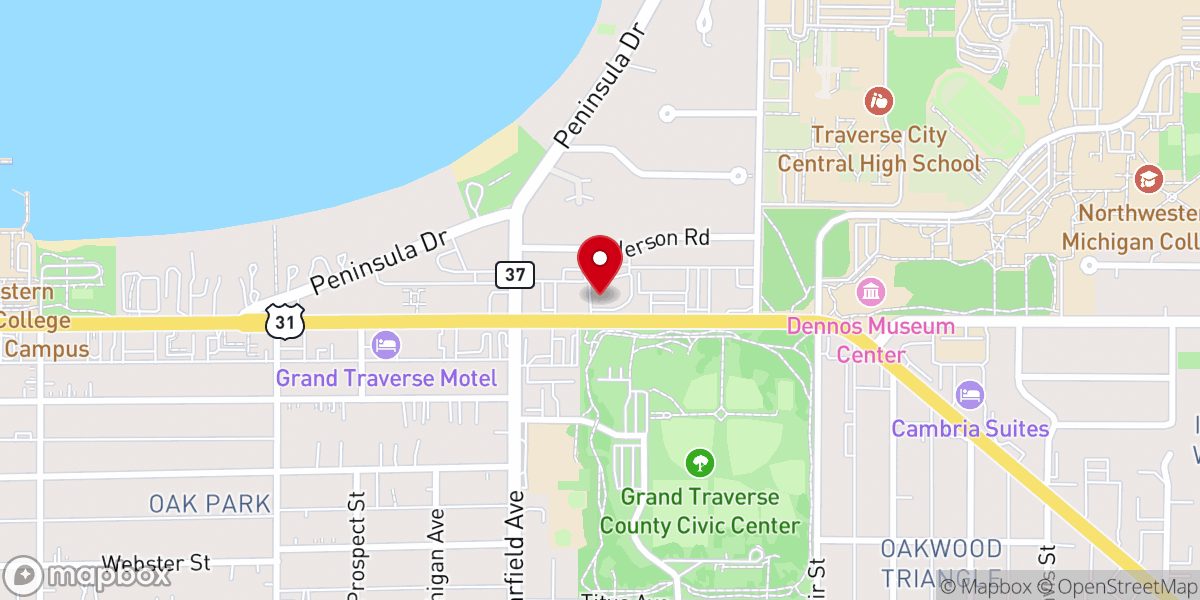 Map showing location of Faith Reformed Church, Traverse City