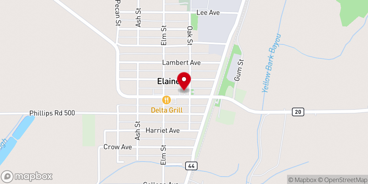 Map showing location of Elaine Baptist Church