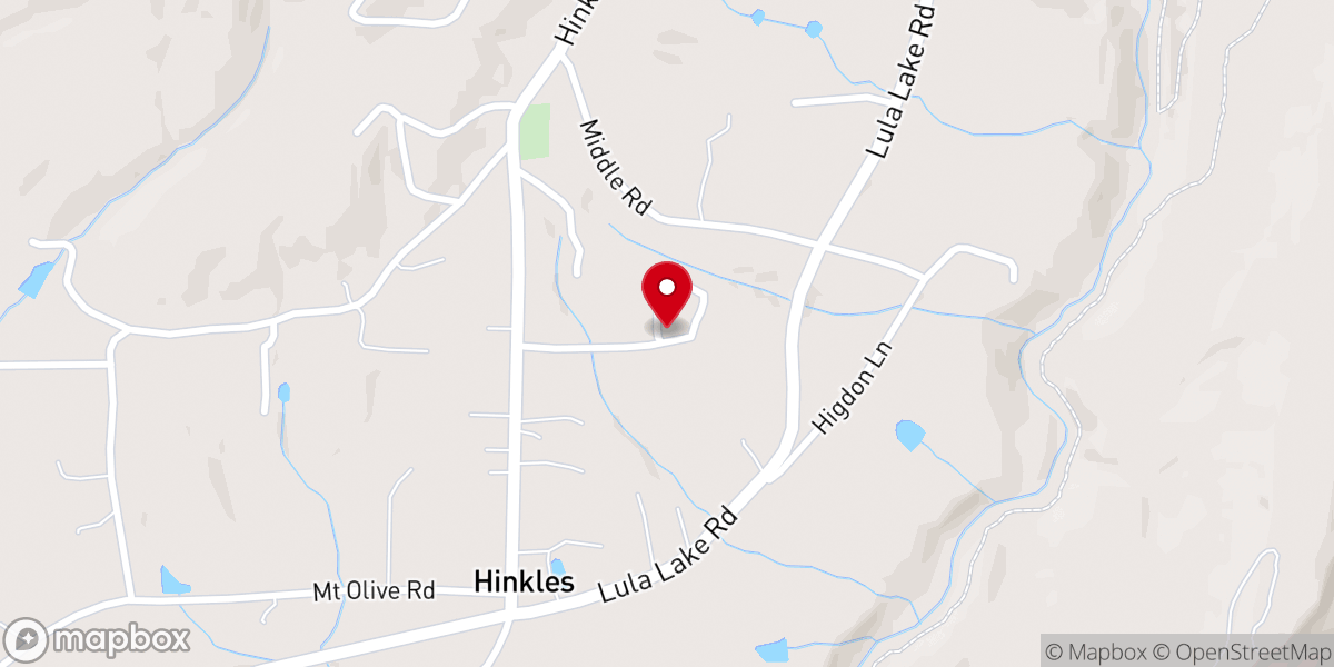 Map showing location of Hinkles Church