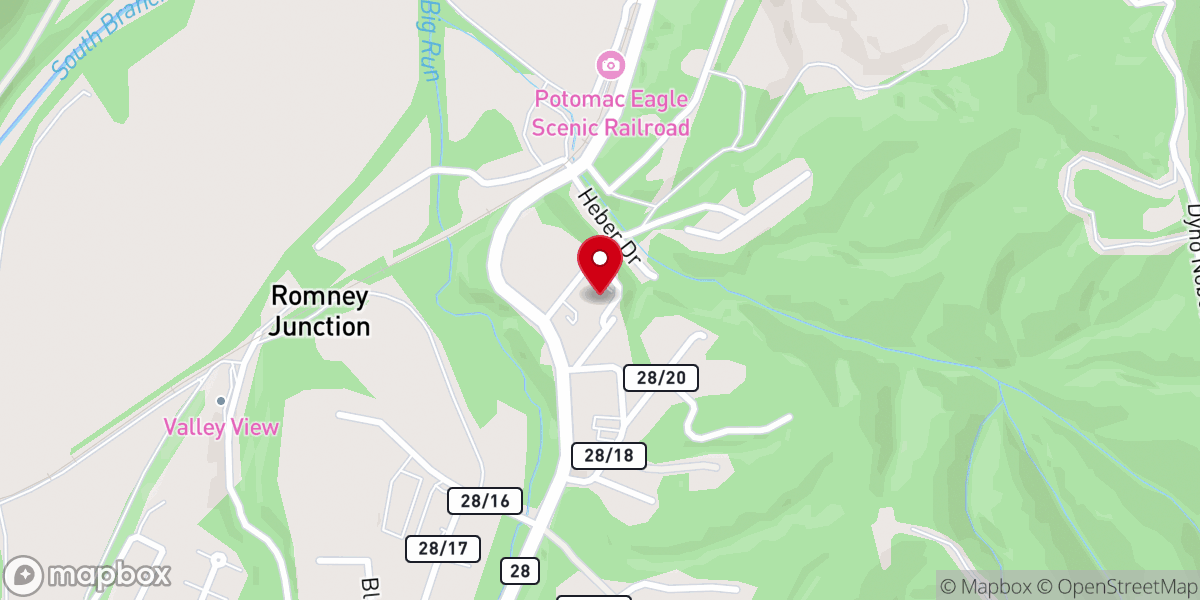 Map showing location of Romney Church of the Brethren