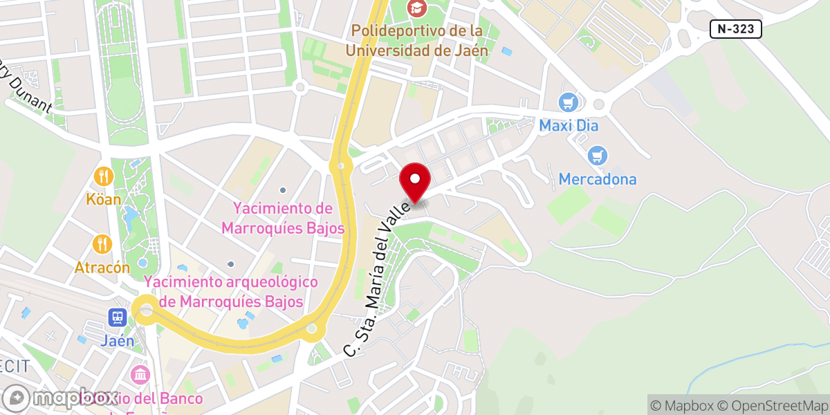 Map showing location of El Templo Jaén