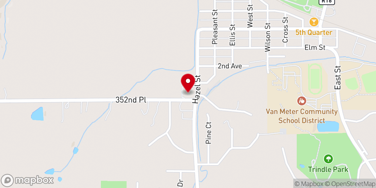 Map showing location of Van Meter United Methodist Church