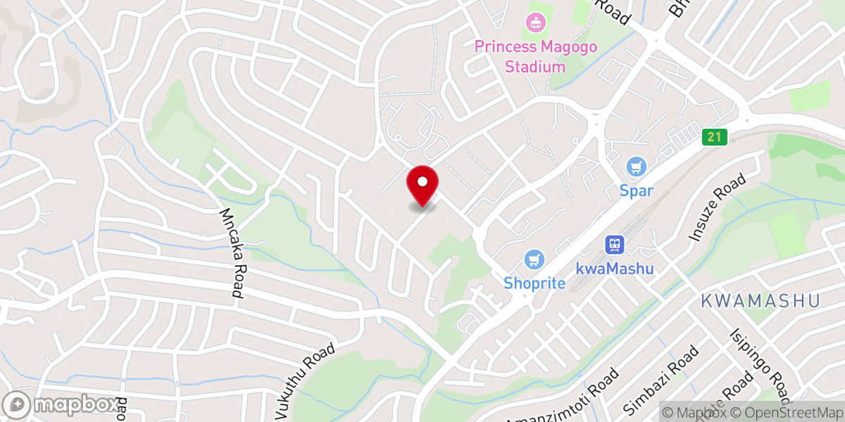 Map showing location of KwaKristo UMsindisi Catholic Church