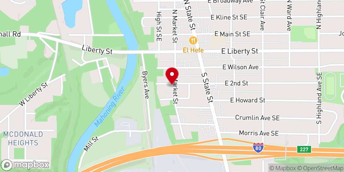 Map showing location of Hope Baptist Church