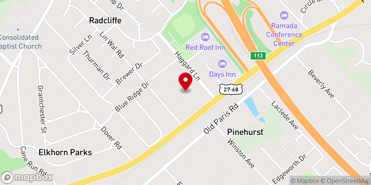 Map showing location of Parkway Baptist Church