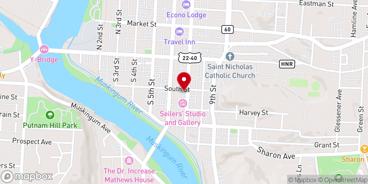 Map showing location of Immanuel Church Zanesville