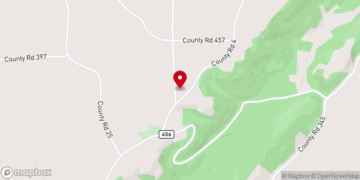 Map showing location of Belchers Gap Church