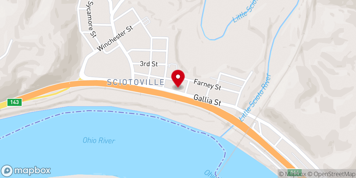 Map showing location of Sciotoville United Methodist Church