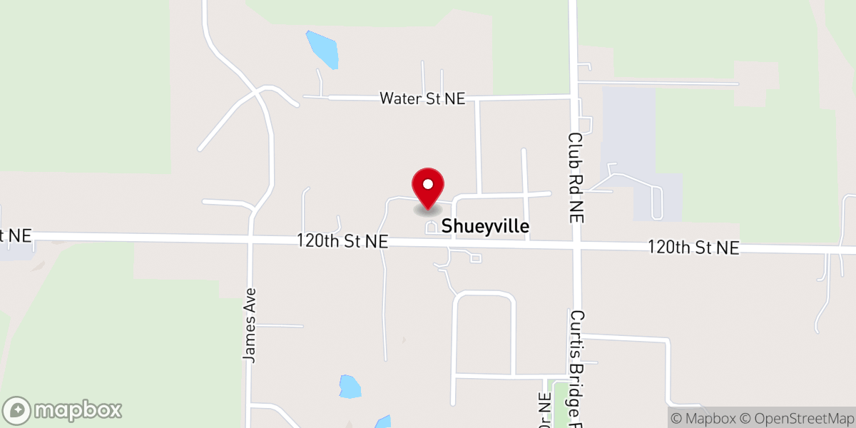 Map showing location of Shueyville United Methodist Church