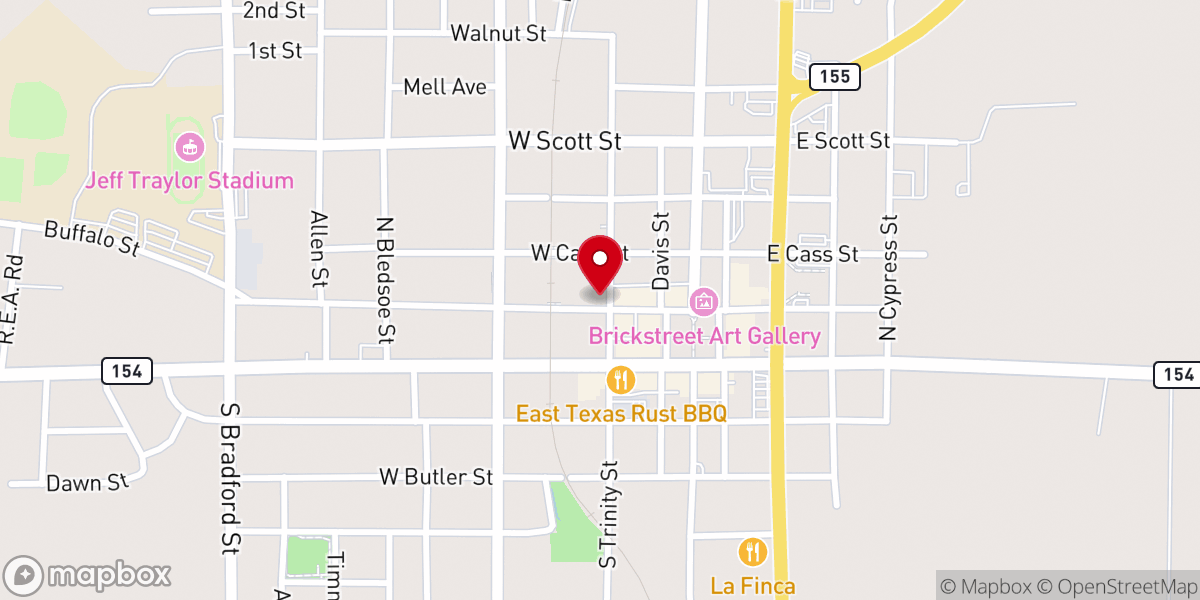 Map showing location of First Baptist Church Gilmer