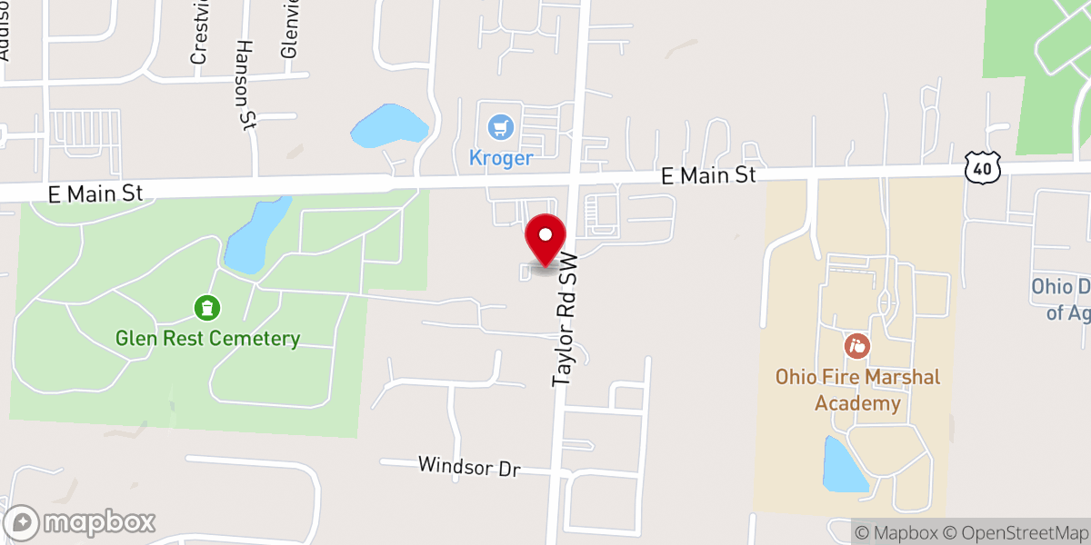 Map showing location of Reynoldsburg Free Will Baptist Church