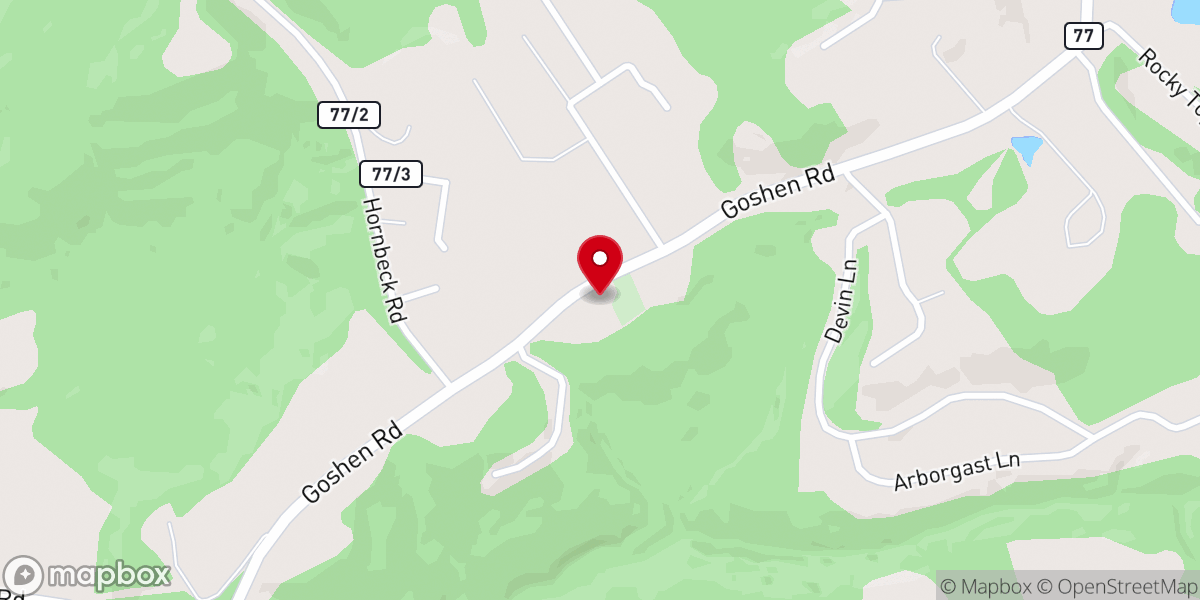 Map showing location of Goshen Baptist Church