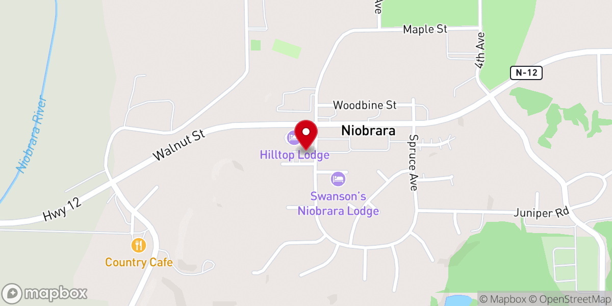 Map showing location of Niobrara Evangelical Lutheran Church