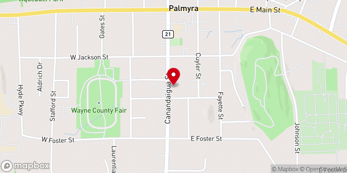 Map showing location of Palmyra Reformed Church