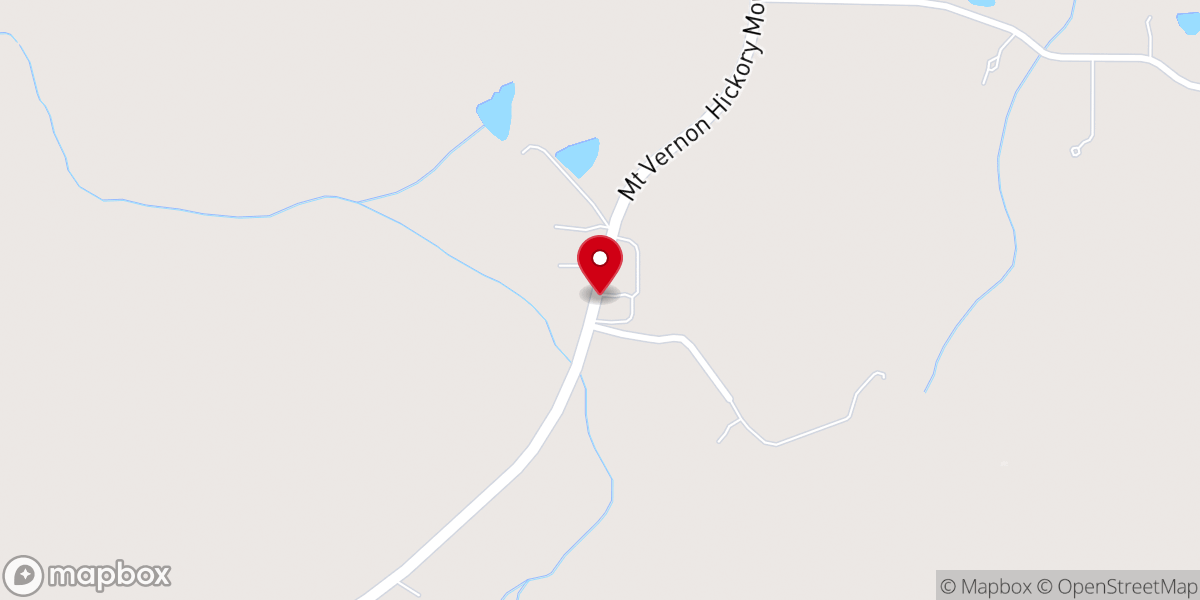Map showing location of Hickory Mountain Baptist Church