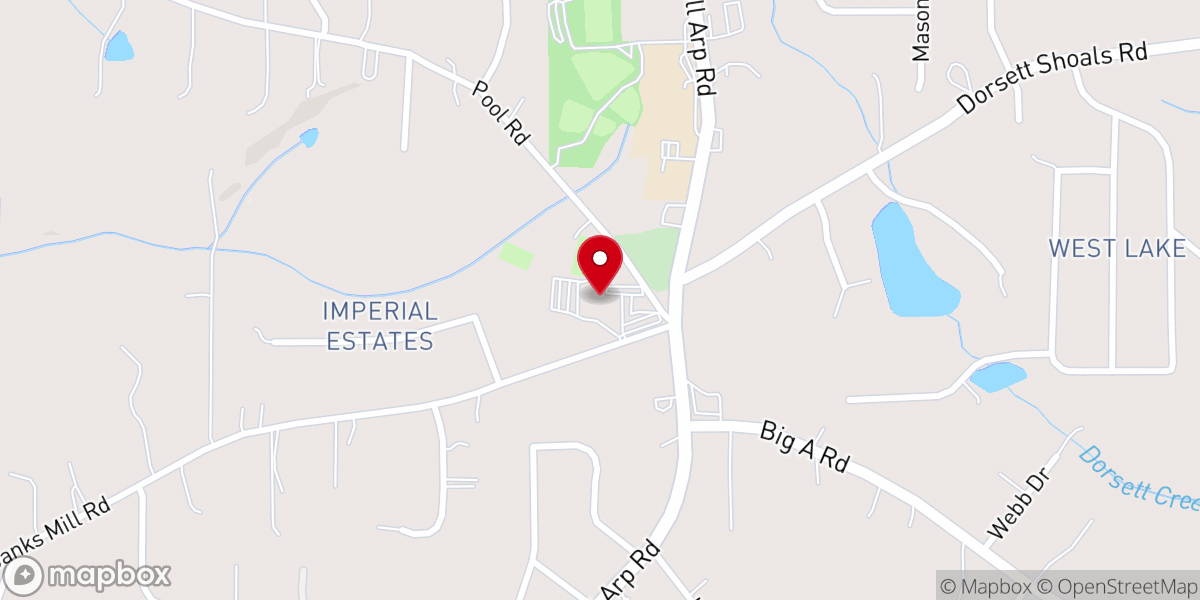 Map showing location of Pray's Mill Baptist Church