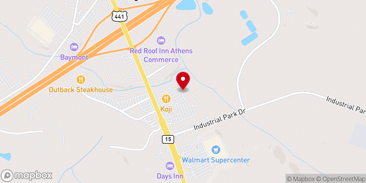 Map showing location of Southside Church - Commerce