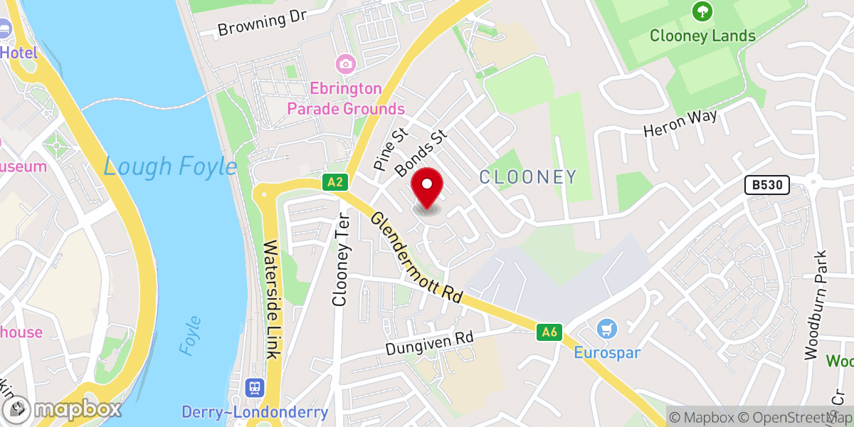 Map showing location of The Hills Church, Derry