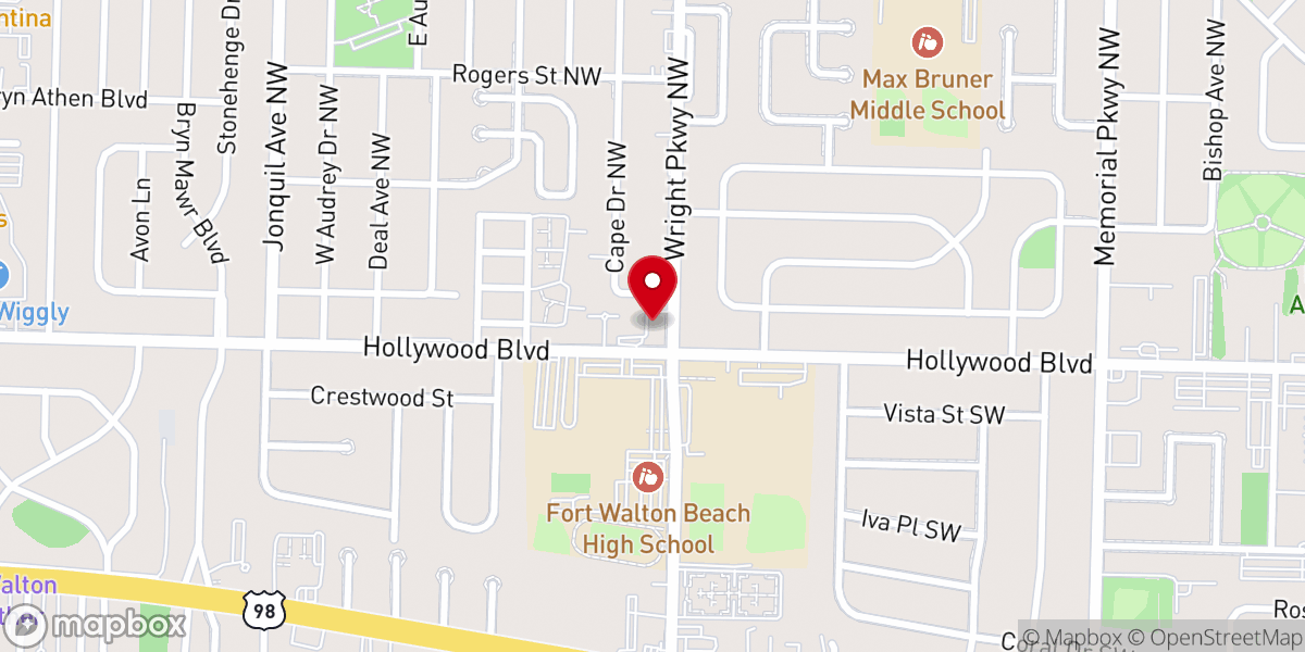 Map showing location of Westwood Baptist Church