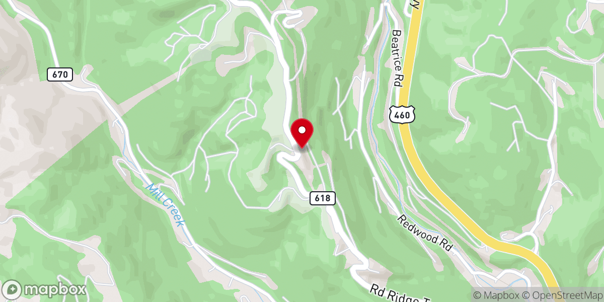 Map showing location of Road Ridge Church