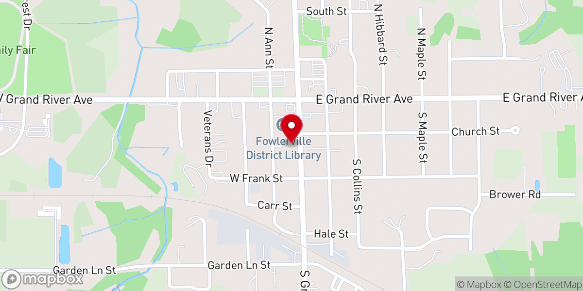 Map showing location of First Baptist Church of Fowlerville