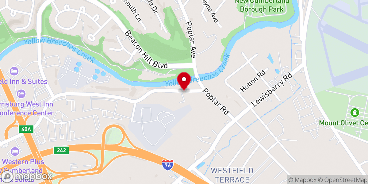Map showing location of First Church of God of New Cumberland