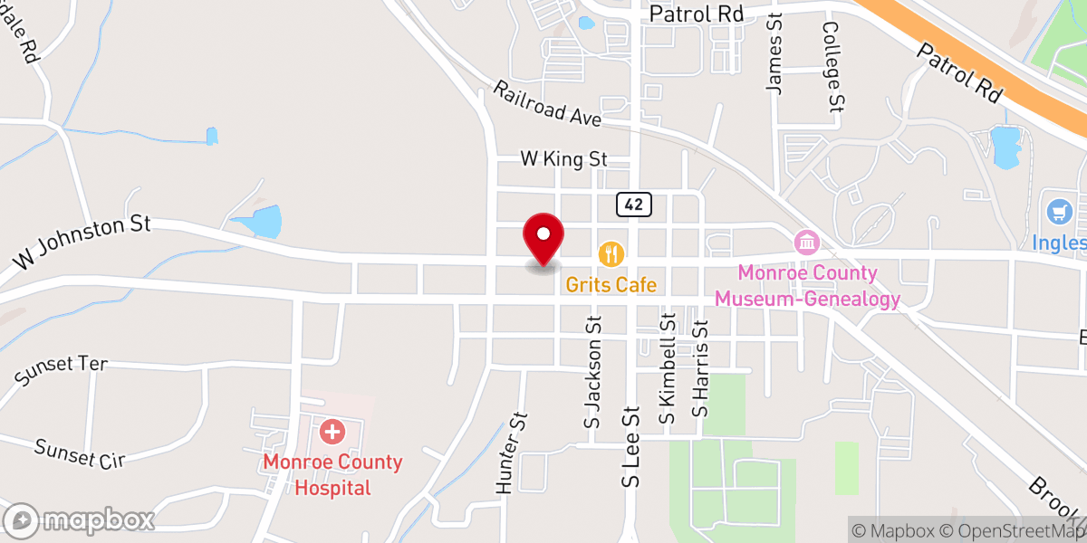 Map showing location of Forsyth Methodist Church