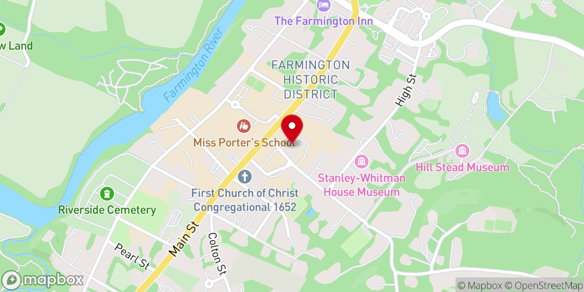 Map showing location of St. James Parish Farmington CT
