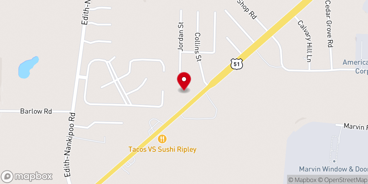 Map showing location of Ripley Church of Christ