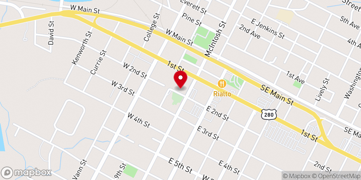 Map showing location of Vidalia Methodist Church