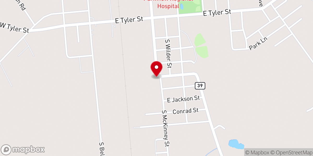 Map showing location of South McKinney Street Baptist Church