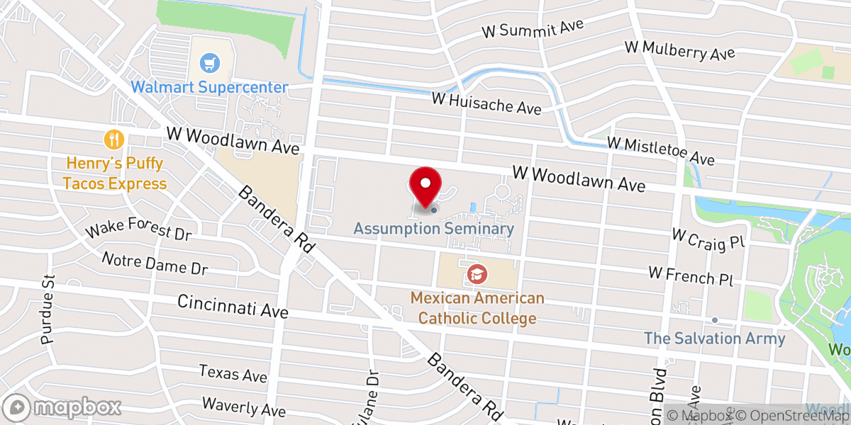 Map showing location of Archdiocese of San Antonio