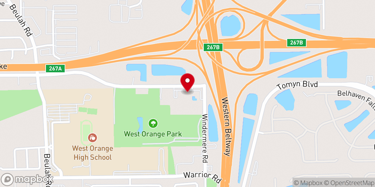 Map showing location of Hope Church Winter Garden