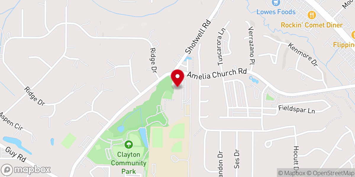 Map showing location of Clayton Community Center
