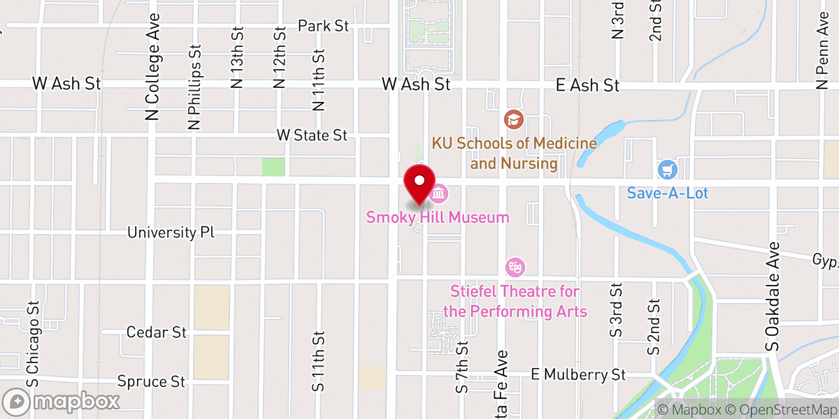 Map showing location of Heartland Worship Center