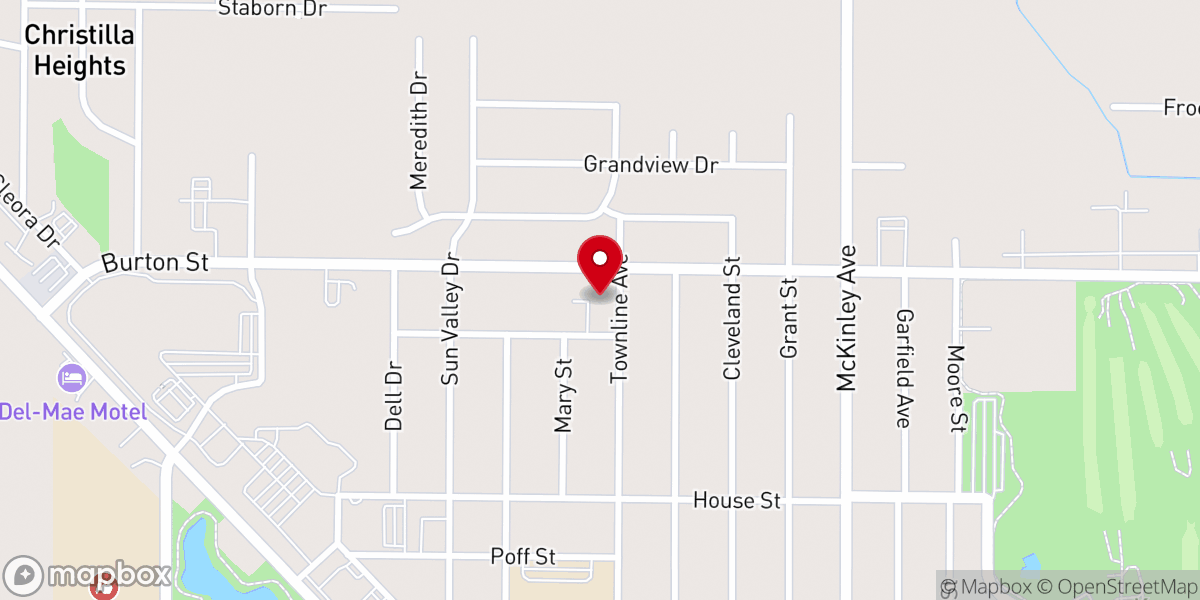 Map showing location of Victory Baptist Church