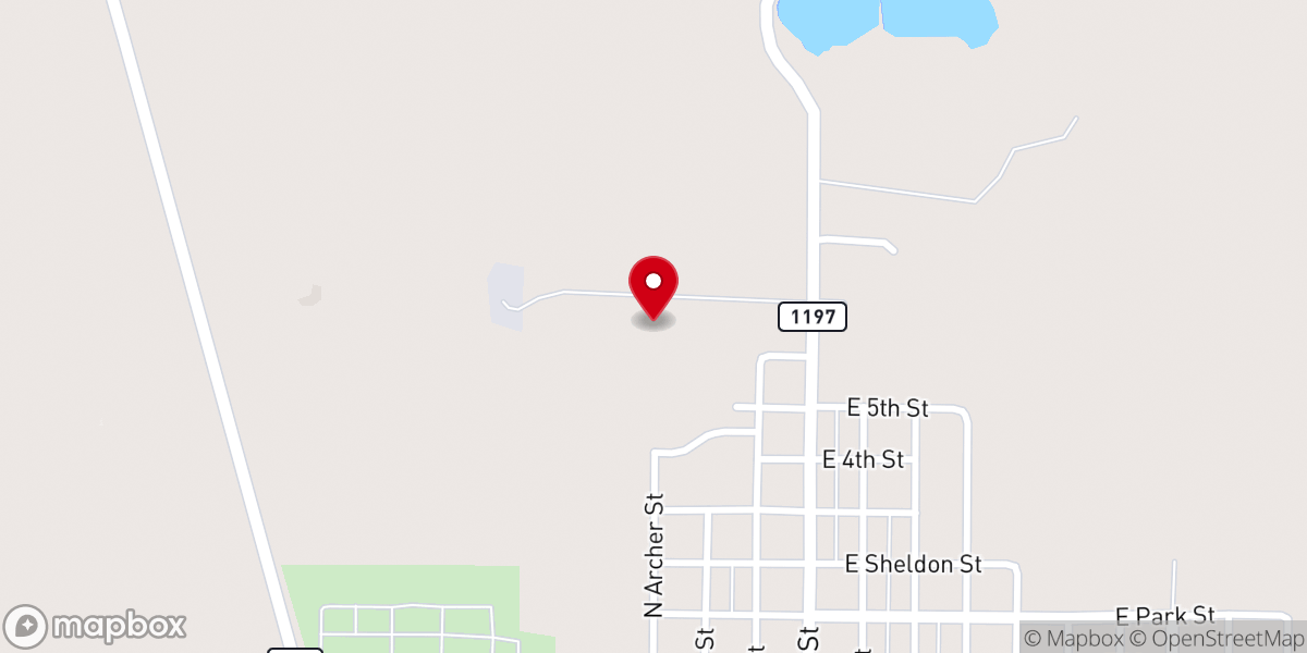 Map showing location of Clay County Pioneer Reunion & Rodeo