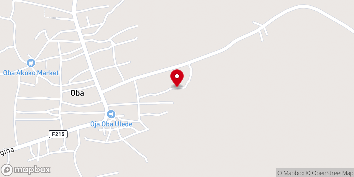Map showing location of Apostolic Faith Church Oba Akoko