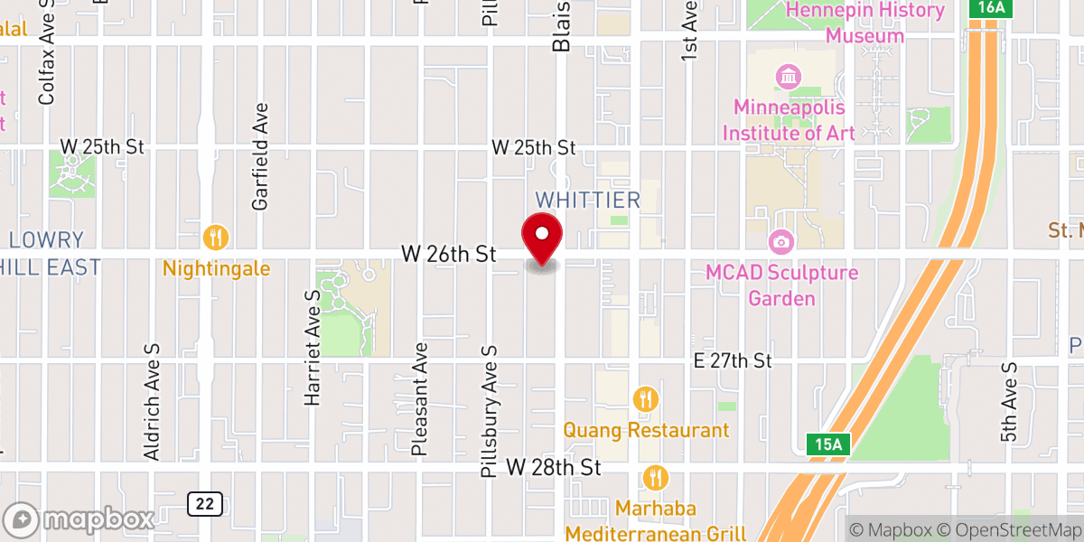 Map showing location of Calvary Baptist Church