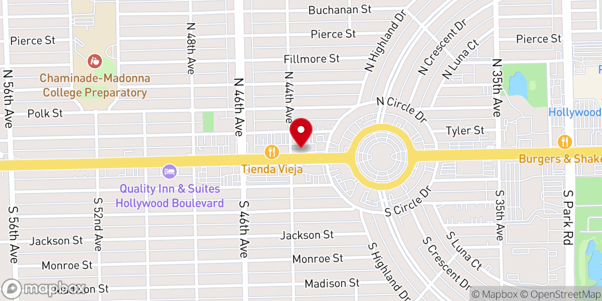 Map showing location of Hollywood Faith Christian Church