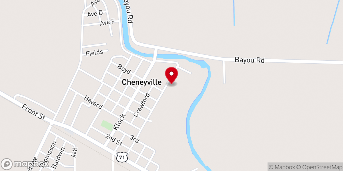 Map showing location of Cheneyville United Methodist Church