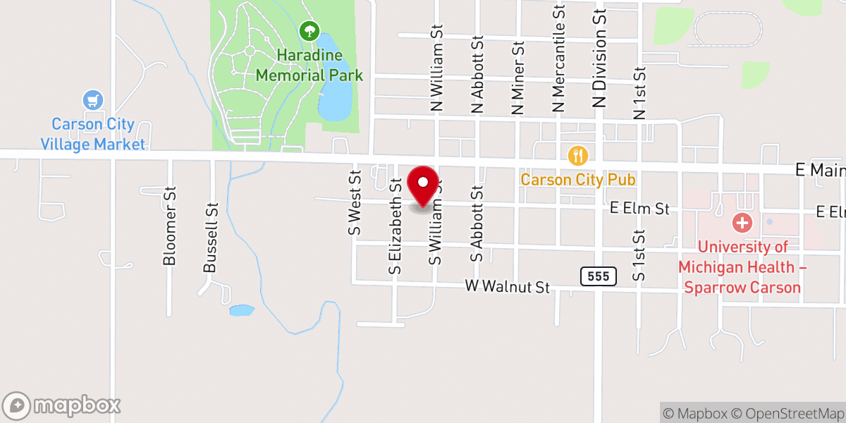Map showing location of Calvary Lutheran Church