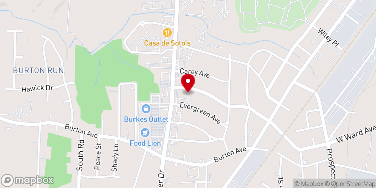 Map showing location of Oak Hill Friends Church
