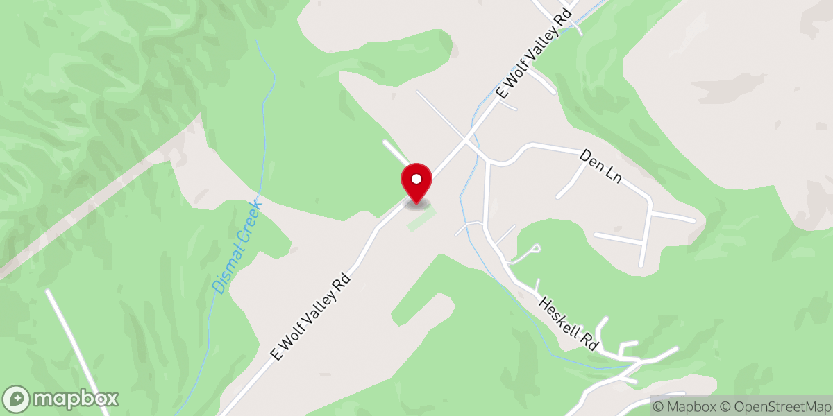 Map showing location of Wolf Valley Baptist Church