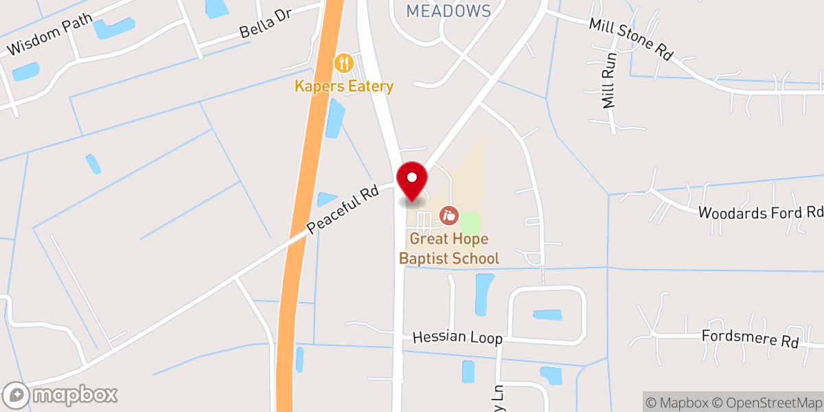 Map showing location of Great Hope Baptist Church